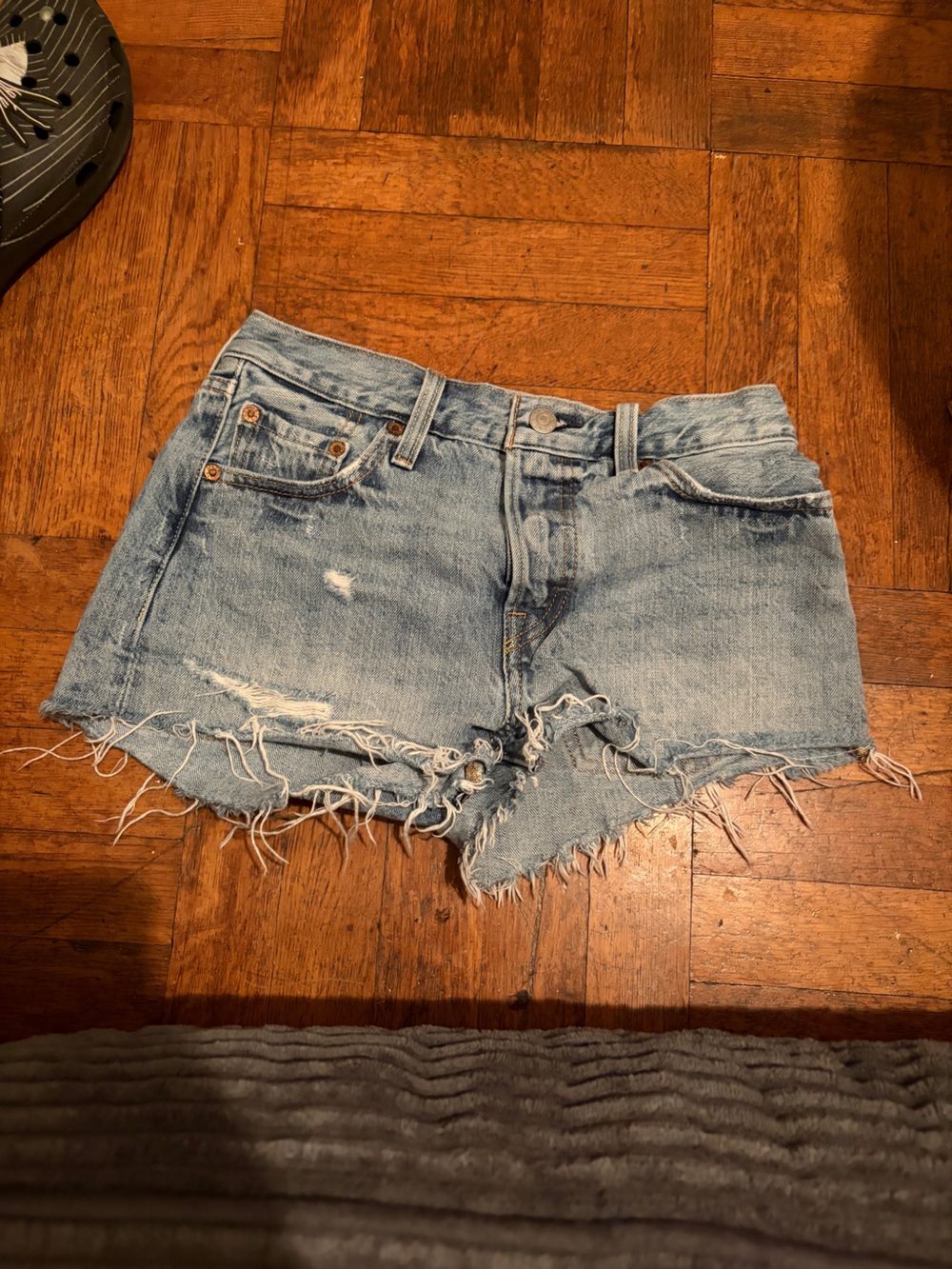 Levi's Light Blue Distressed Denim Cutoff Shorts